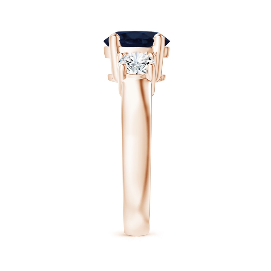 8mm A Classic Blue Sapphire and Diamond Three Stone Engagement Ring in Rose Gold side 299