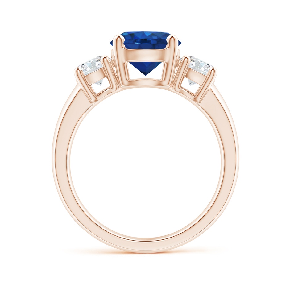 8mm AAA Classic Blue Sapphire and Diamond Three Stone Engagement Ring in Rose Gold side 199