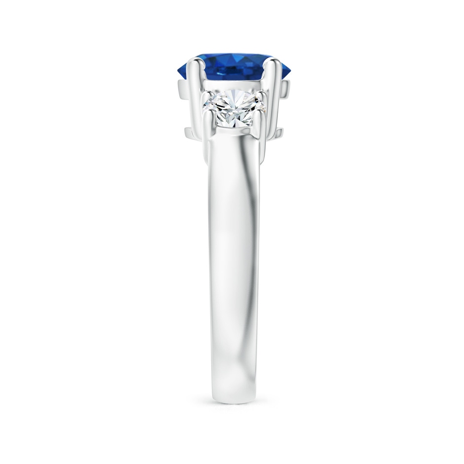 8mm AAA Classic Blue Sapphire and Diamond Three Stone Engagement Ring in White Gold side 299