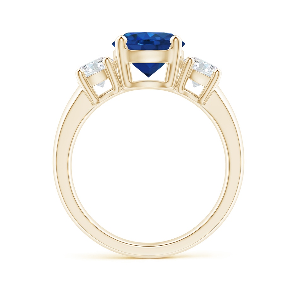 8mm AAA Classic Blue Sapphire and Diamond Three Stone Engagement Ring in Yellow Gold side 199