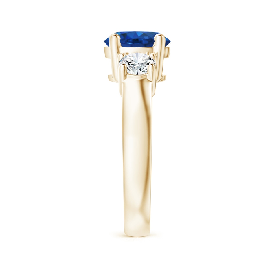 8mm AAA Classic Blue Sapphire and Diamond Three Stone Engagement Ring in Yellow Gold side 299