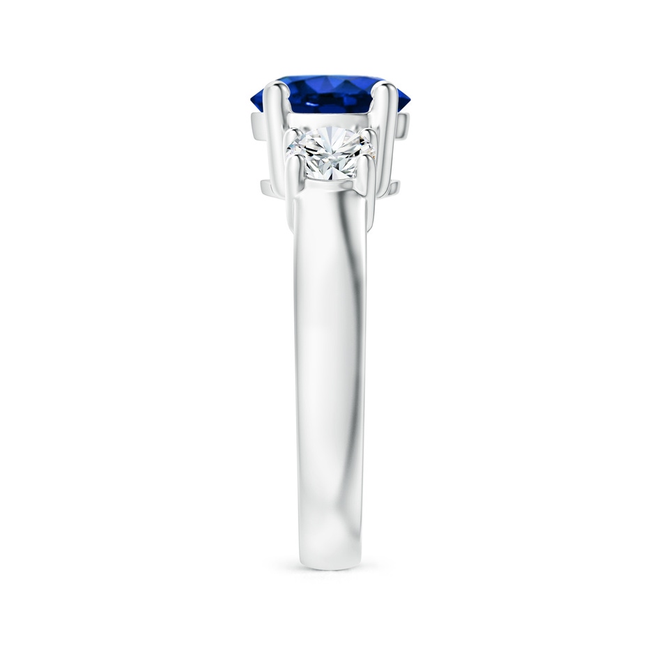 8mm AAAA Classic Blue Sapphire and Diamond Three Stone Engagement Ring in P950 Platinum side 299