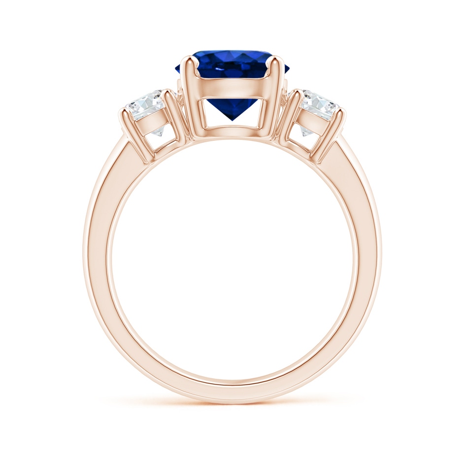 8mm AAAA Classic Blue Sapphire and Diamond Three Stone Engagement Ring in Rose Gold side 199