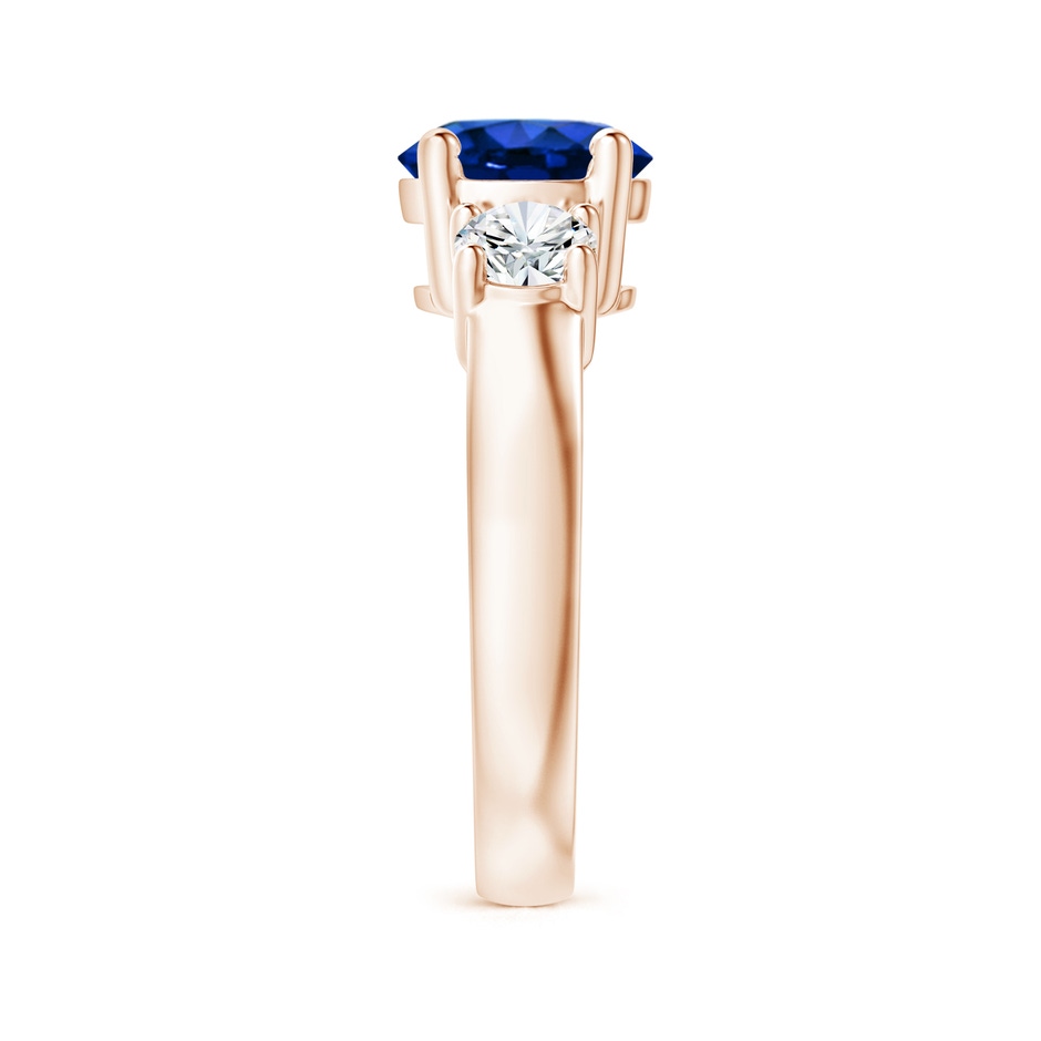 8mm AAAA Classic Blue Sapphire and Diamond Three Stone Engagement Ring in Rose Gold side 299