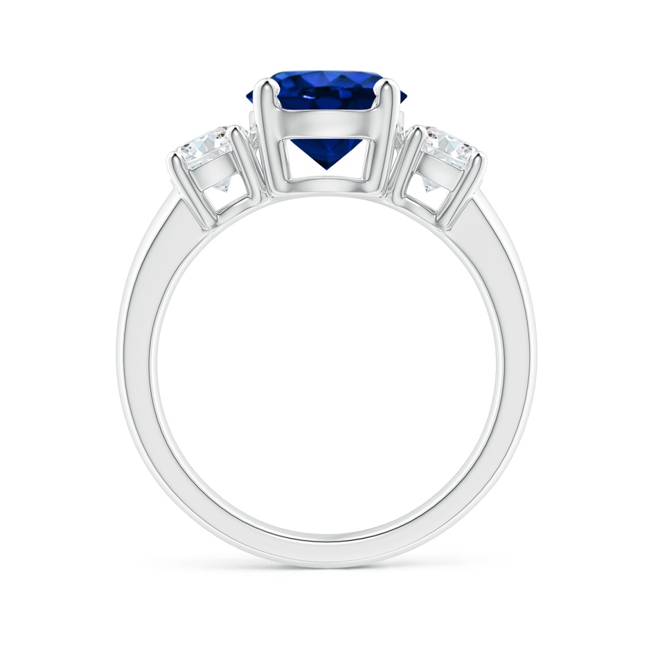 8mm Lab-Grown Classic Blue Sapphire and Diamond Three Stone Engagement Ring in White Gold side 199