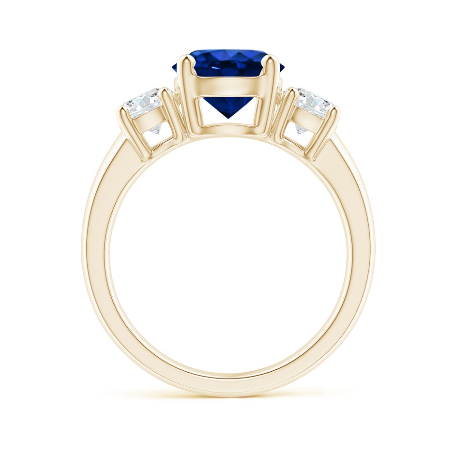 8mm AAAA Classic Blue Sapphire and Diamond Three Stone Engagement Ring in Yellow Gold side 199