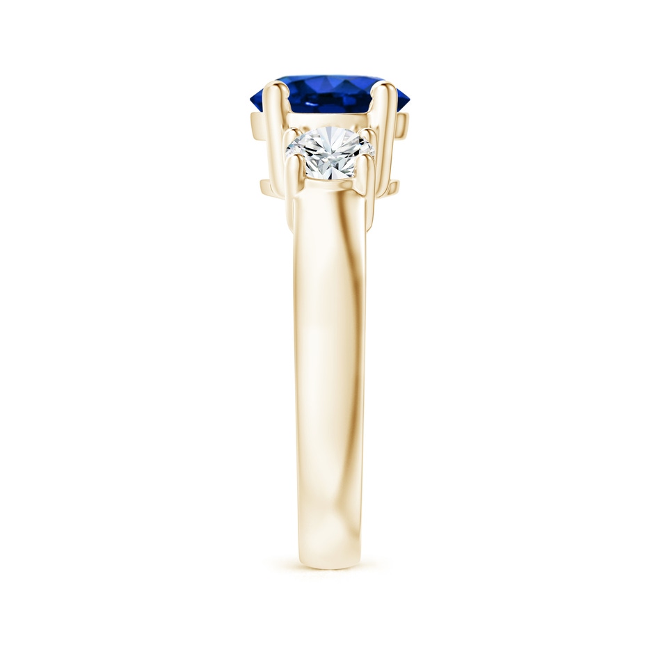 8mm AAAA Classic Blue Sapphire and Diamond Three Stone Engagement Ring in Yellow Gold side 299