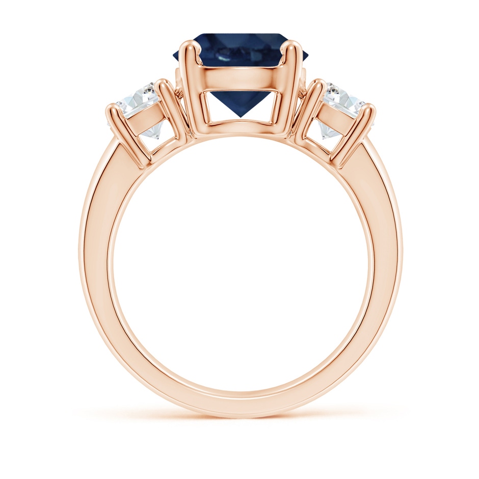 9mm AA Classic Blue Sapphire and Diamond Three Stone Engagement Ring in 9K Rose Gold side 199