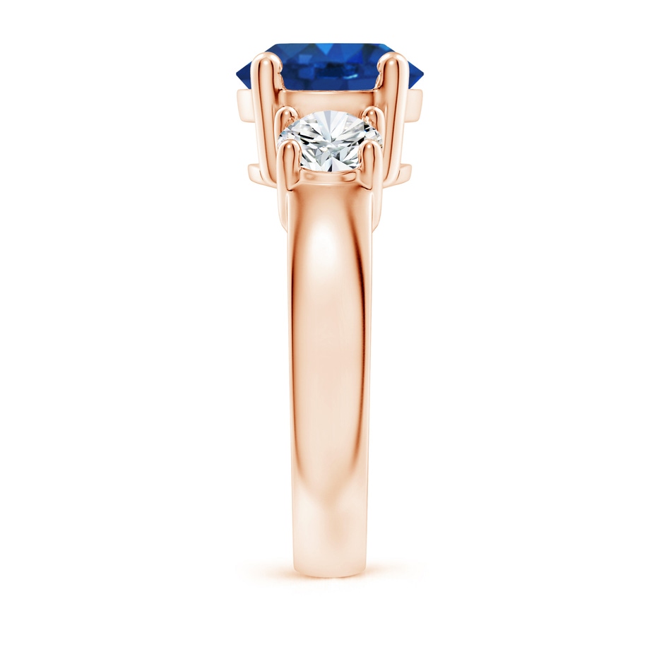 9mm AAA Classic Blue Sapphire and Diamond Three Stone Engagement Ring in Rose Gold side 299