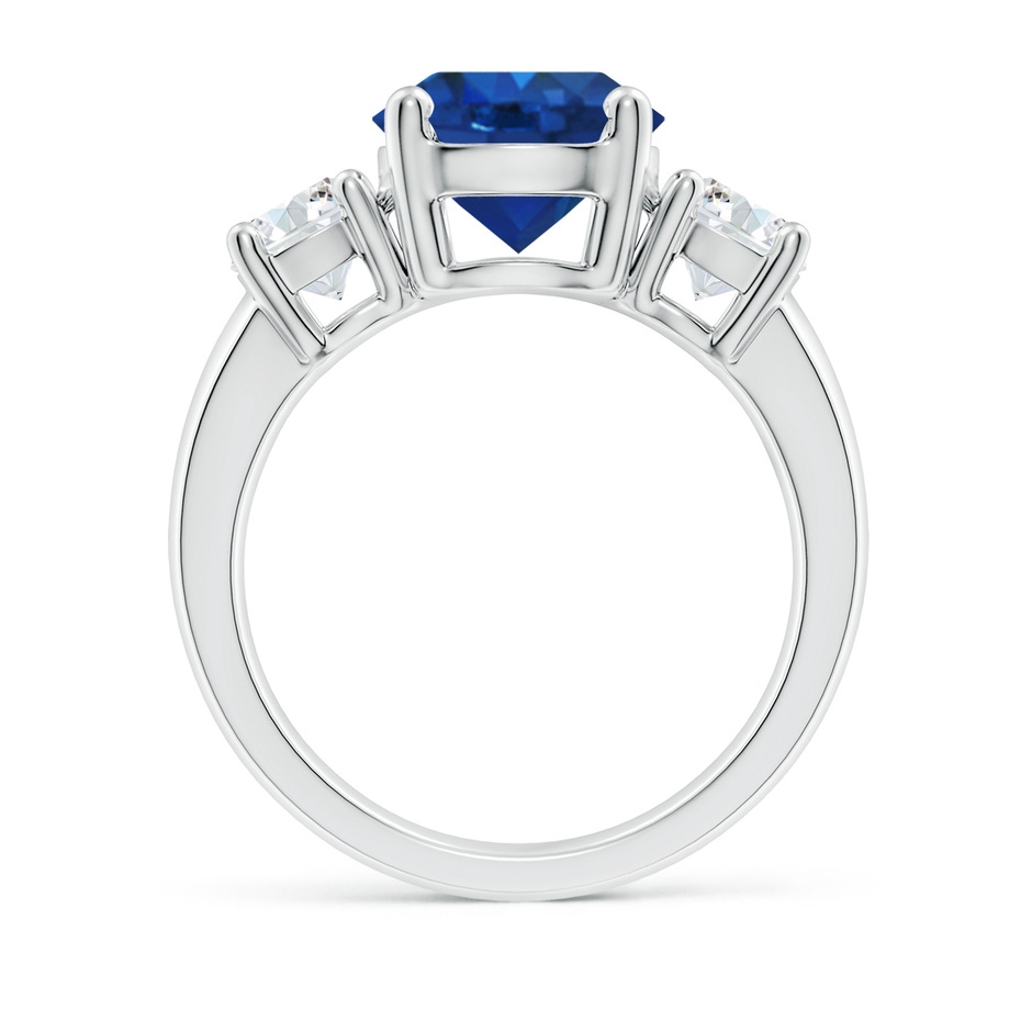 9mm AAA Classic Blue Sapphire and Diamond Three Stone Engagement Ring in White Gold side 199