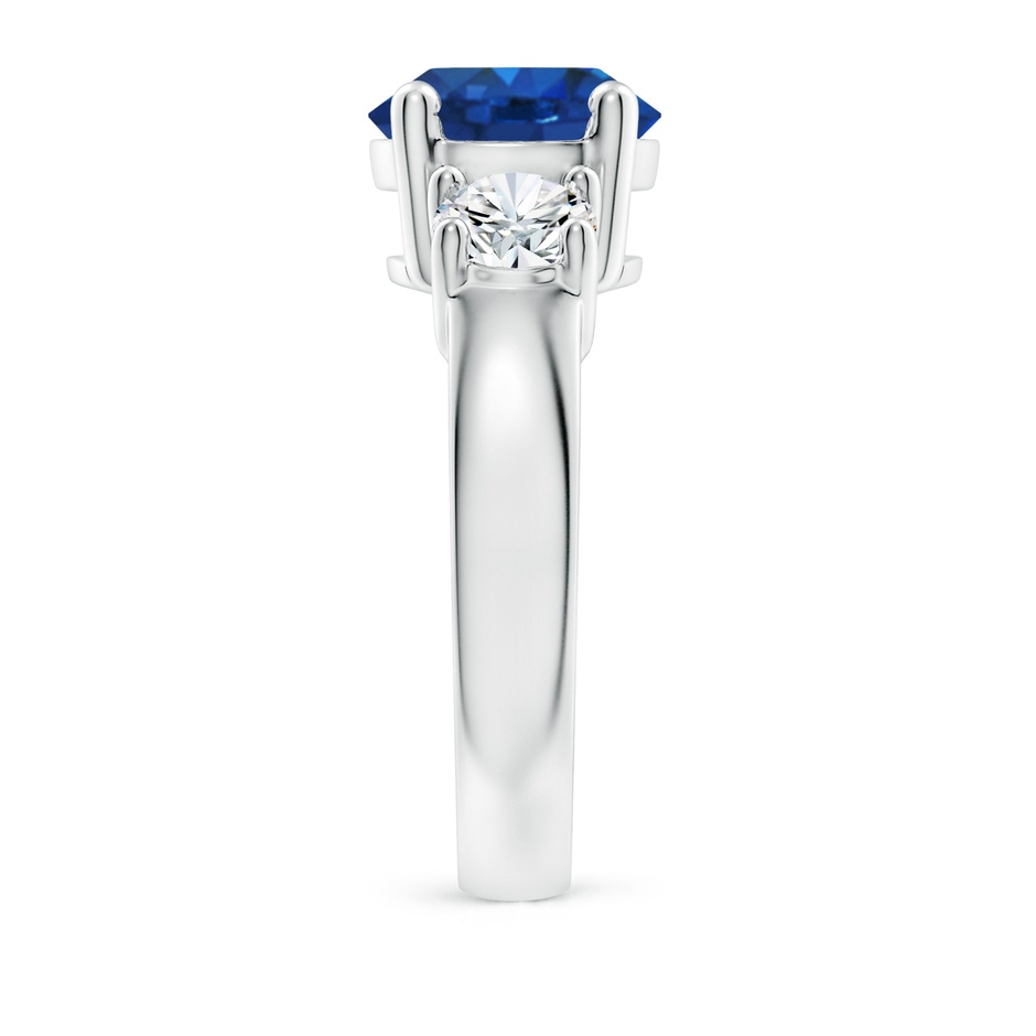 9mm AAA Classic Blue Sapphire and Diamond Three Stone Engagement Ring in White Gold side 299