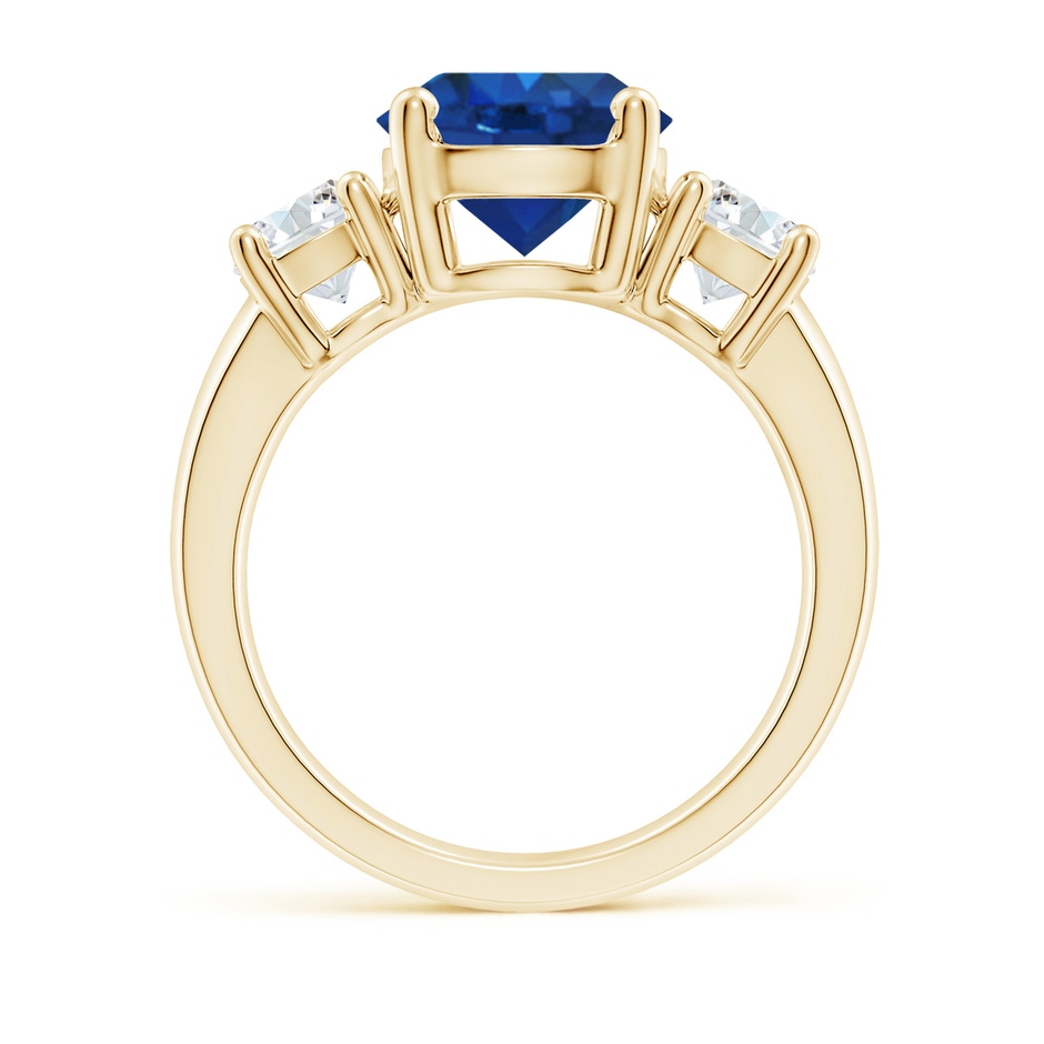 9mm AAA Classic Blue Sapphire and Diamond Three Stone Engagement Ring in Yellow Gold side 199