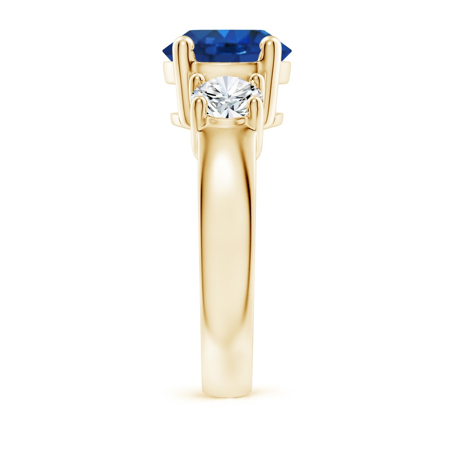 9mm AAA Classic Blue Sapphire and Diamond Three Stone Engagement Ring in Yellow Gold side 299