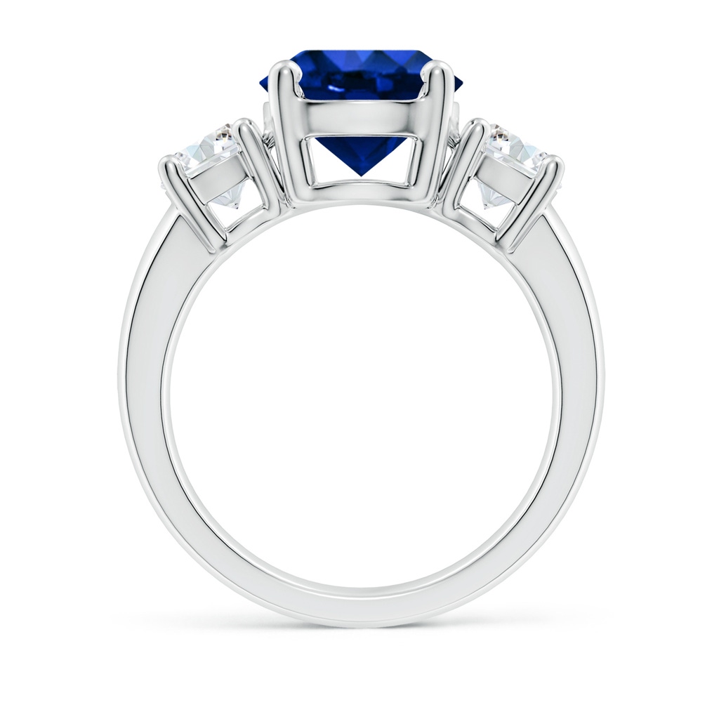 9mm AAAA Classic Blue Sapphire and Diamond Three Stone Engagement Ring in P950 Platinum Side 199