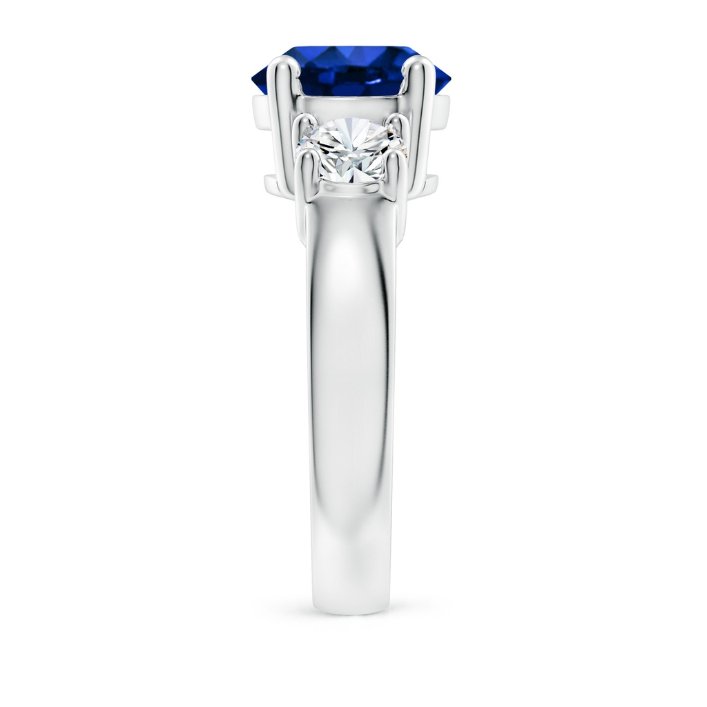 9mm AAAA Classic Blue Sapphire and Diamond Three Stone Engagement Ring in P950 Platinum Side 299