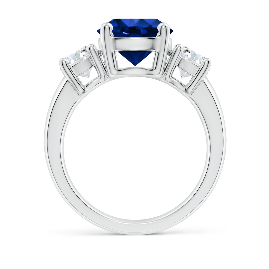 9mm Lab-Grown Classic Blue Sapphire and Diamond Three Stone Engagement Ring in White Gold side 199