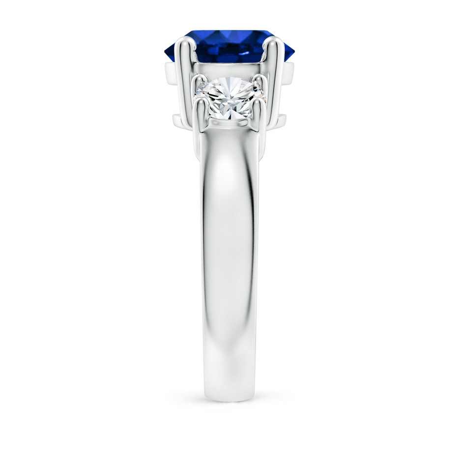 9mm Lab-Grown Classic Blue Sapphire and Diamond Three Stone Engagement Ring in White Gold side 299