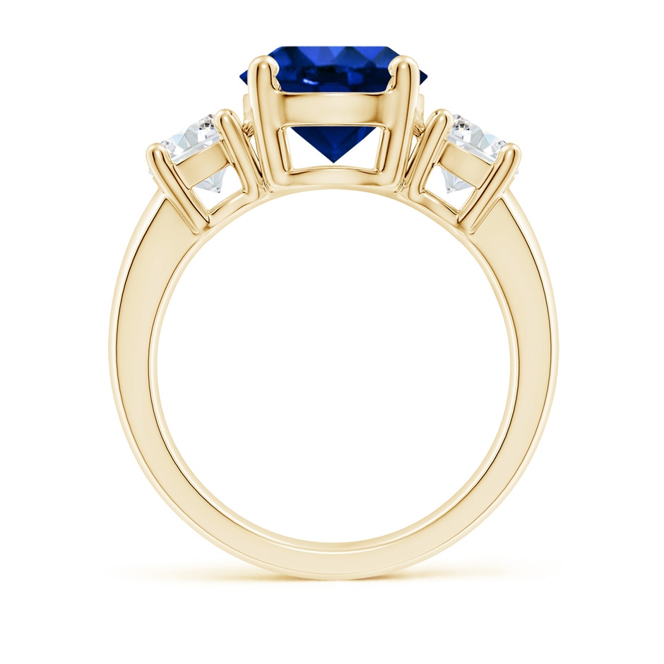 9mm Lab-Grown Classic Blue Sapphire and Diamond Three Stone Engagement Ring in Yellow Gold side 199