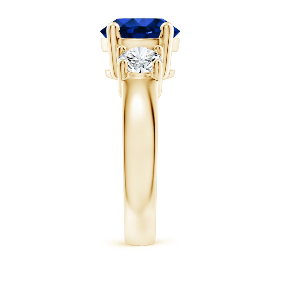 9mm Lab-Grown Classic Blue Sapphire and Diamond Three Stone Engagement Ring in Yellow Gold side 299