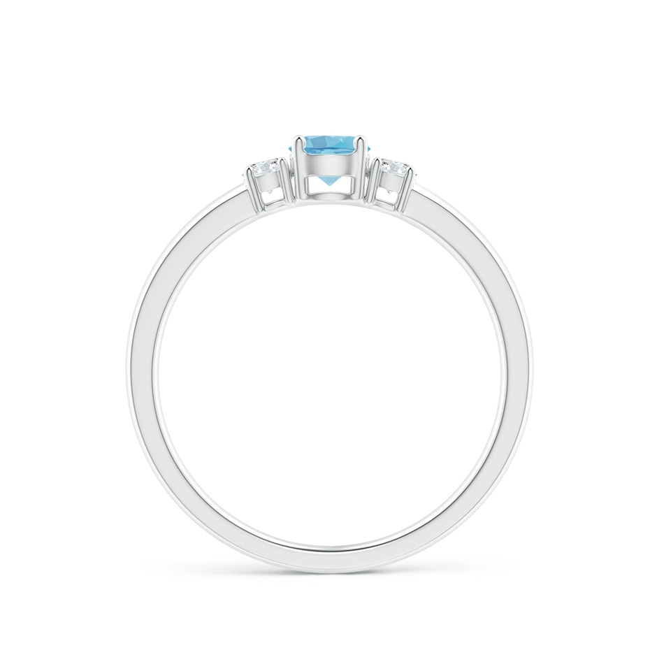 4mm A Classic Swiss Blue Topaz and Diamond Three Stone Ring in White Gold side-1