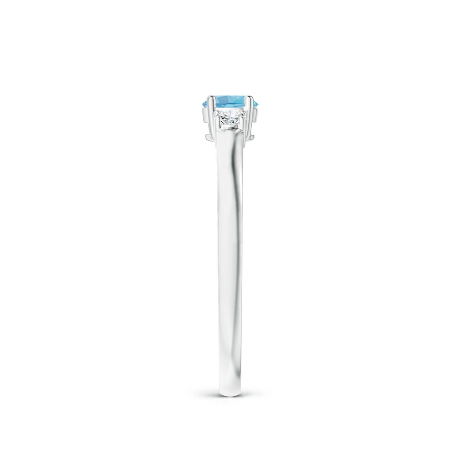 4mm A Classic Swiss Blue Topaz and Diamond Three Stone Ring in White Gold side-2