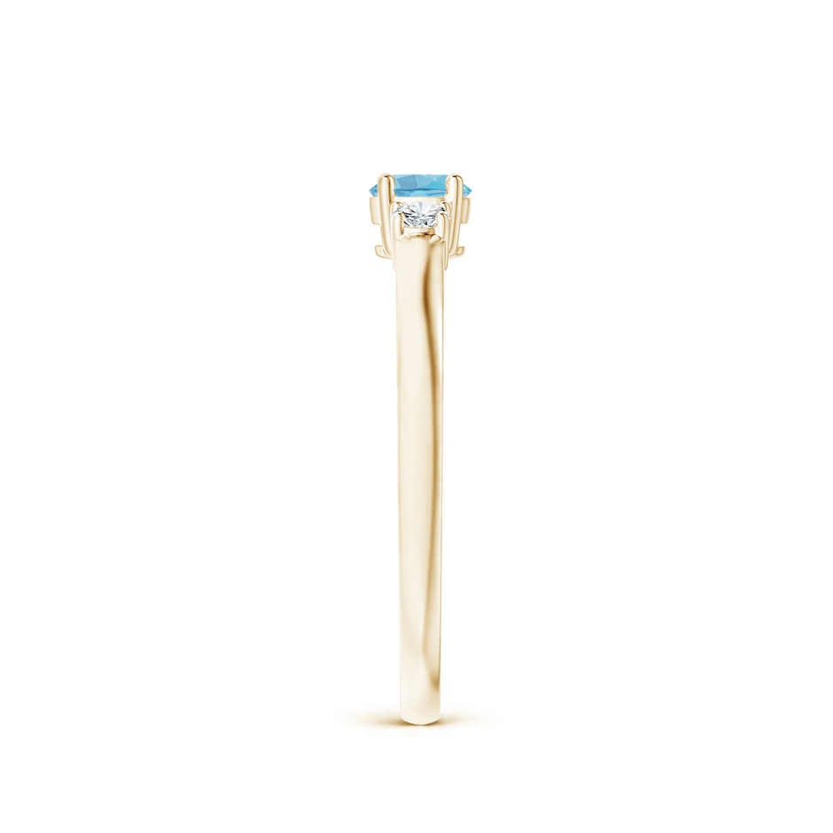 4mm A Classic Swiss Blue Topaz and Diamond Three Stone Ring in Yellow Gold side-2