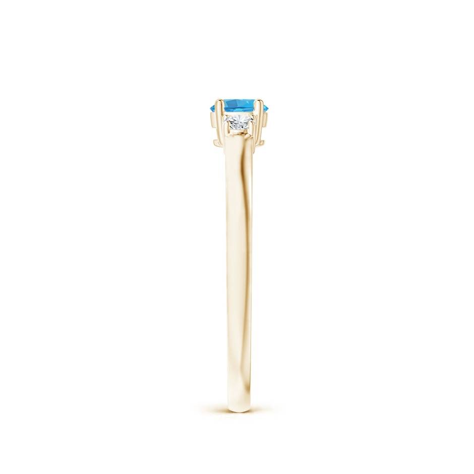 4mm AA Classic Swiss Blue Topaz and Diamond Three Stone Ring in Yellow Gold side-2
