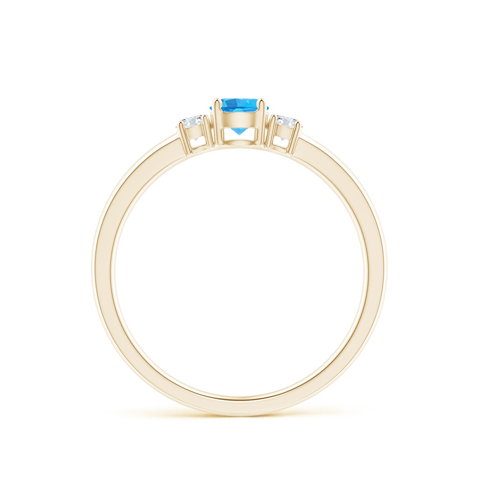 4mm AAA Classic Swiss Blue Topaz and Diamond Three Stone Ring in Yellow Gold side-1