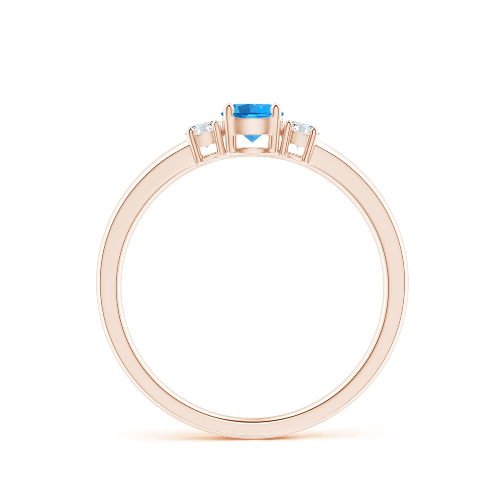 4mm AAAA Classic Swiss Blue Topaz and Diamond Three Stone Ring in Rose Gold - side_1