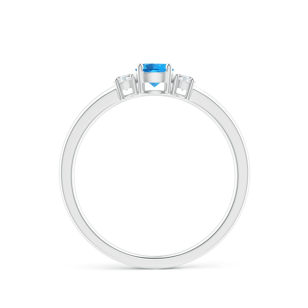 4mm AAAA Classic Swiss Blue Topaz and Diamond Three Stone Ring in White Gold Side-1