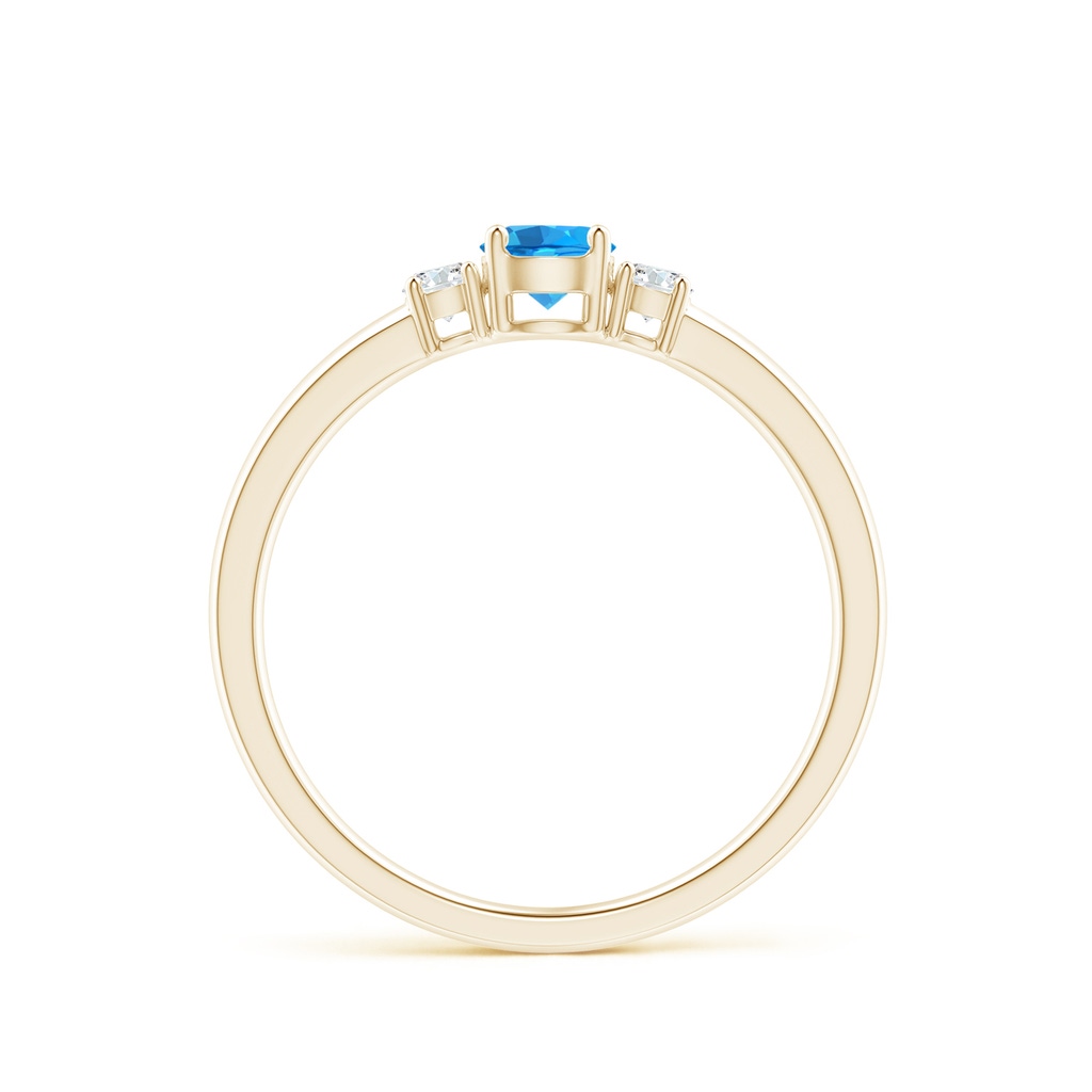 4mm AAAA Classic Swiss Blue Topaz and Diamond Three Stone Ring in Yellow Gold - side_1