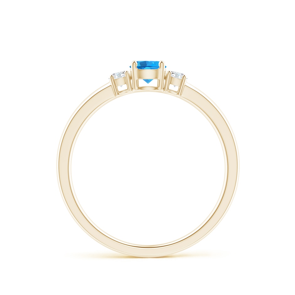 4mm AAAA Classic Swiss Blue Topaz and Diamond Three Stone Ring in Yellow Gold side-1
