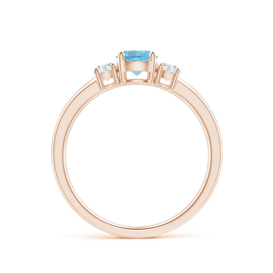 5mm A Classic Swiss Blue Topaz and Diamond Three Stone Ring in Rose Gold side-1