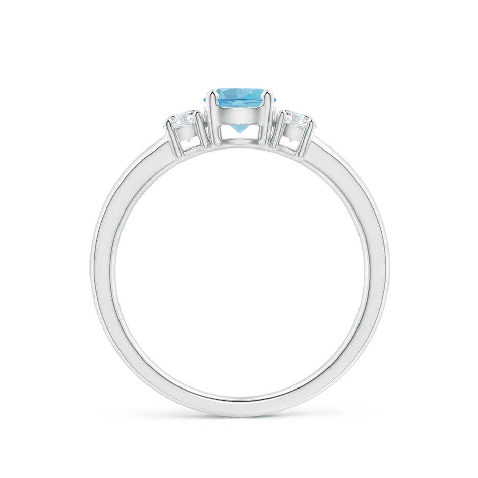5mm A Classic Swiss Blue Topaz and Diamond Three Stone Ring in White Gold side-1