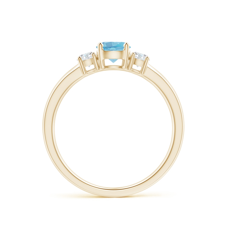 5mm A Classic Swiss Blue Topaz and Diamond Three Stone Ring in Yellow Gold side-1