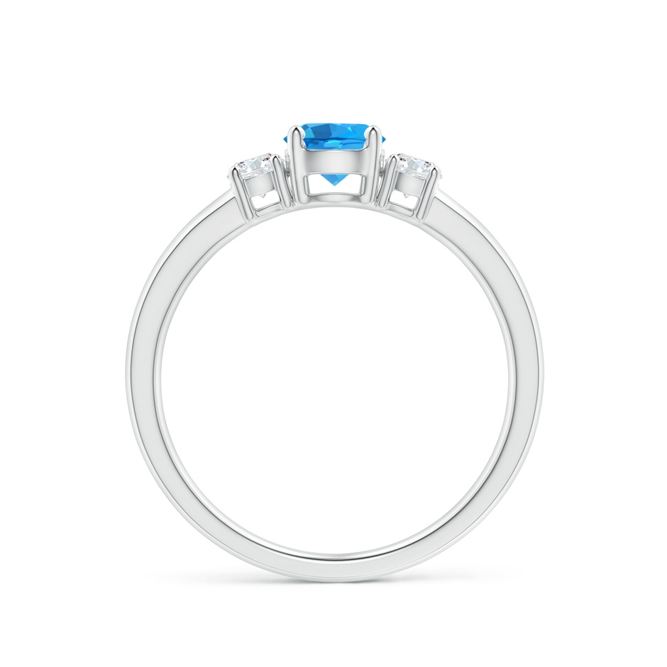 5mm AAAA Classic Swiss Blue Topaz and Diamond Three Stone Ring in P950 Platinum side-1