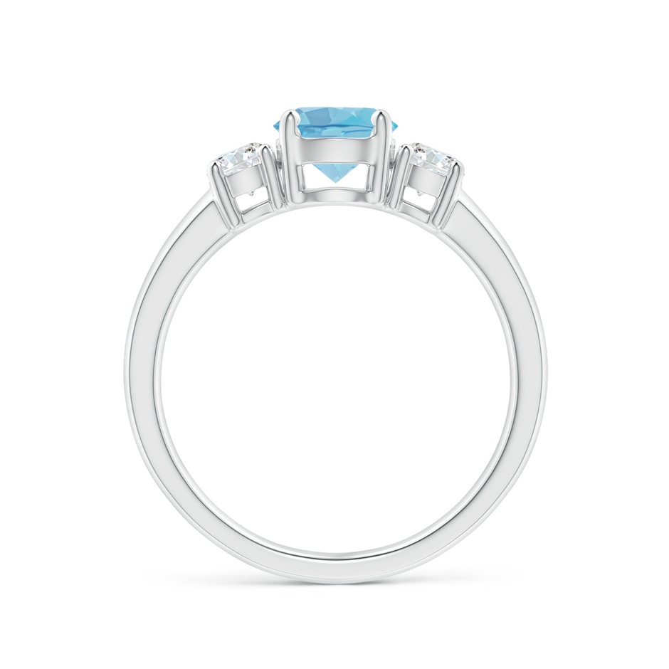 6mm A Classic Swiss Blue Topaz and Diamond Three Stone Ring in P950 Platinum side-1
