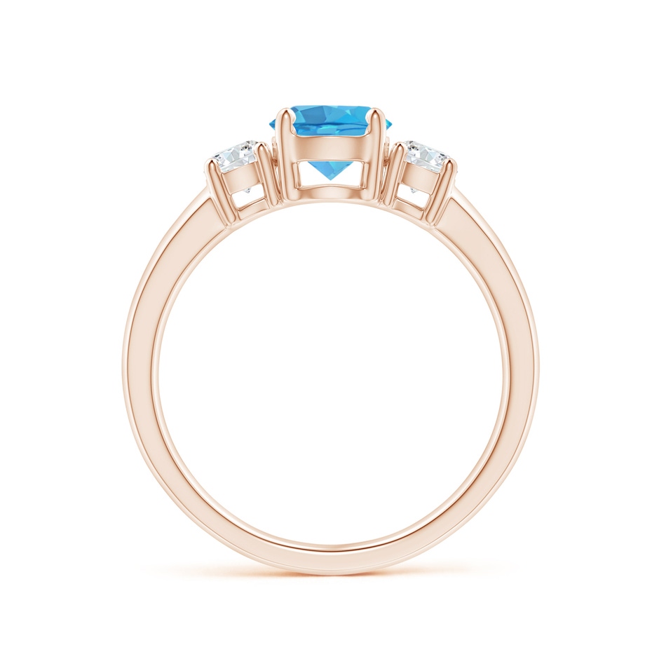 6mm AA Classic Swiss Blue Topaz and Diamond Three Stone Ring in Rose Gold side-1