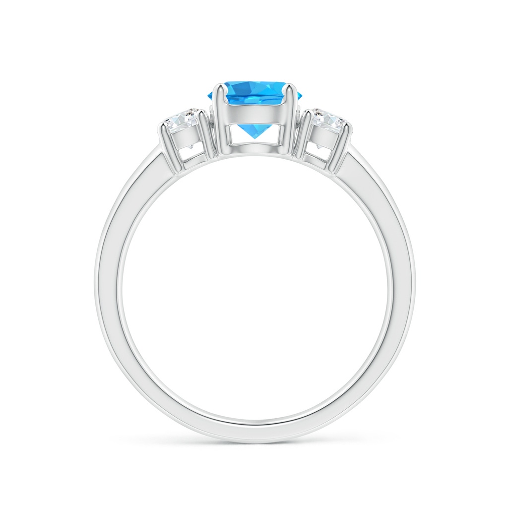 6mm AAA Classic Swiss Blue Topaz and Diamond Three Stone Ring in White Gold Side-1