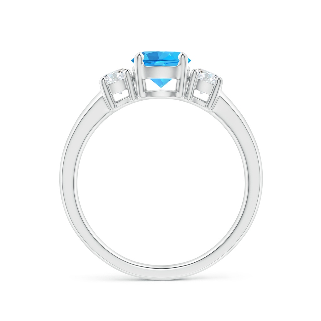 6mm AAA Classic Swiss Blue Topaz and Diamond Three Stone Ring in White Gold - side_1