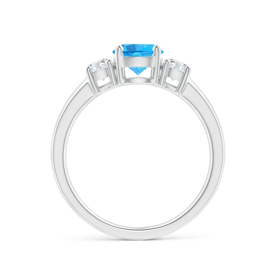 6mm AAA Classic Swiss Blue Topaz and Diamond Three Stone Ring in White Gold side-1