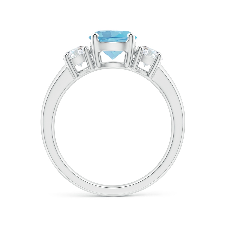7mm A Classic Swiss Blue Topaz and Diamond Three Stone Ring in White Gold side-1