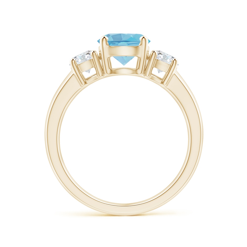 7mm A Classic Swiss Blue Topaz and Diamond Three Stone Ring in Yellow Gold side-1