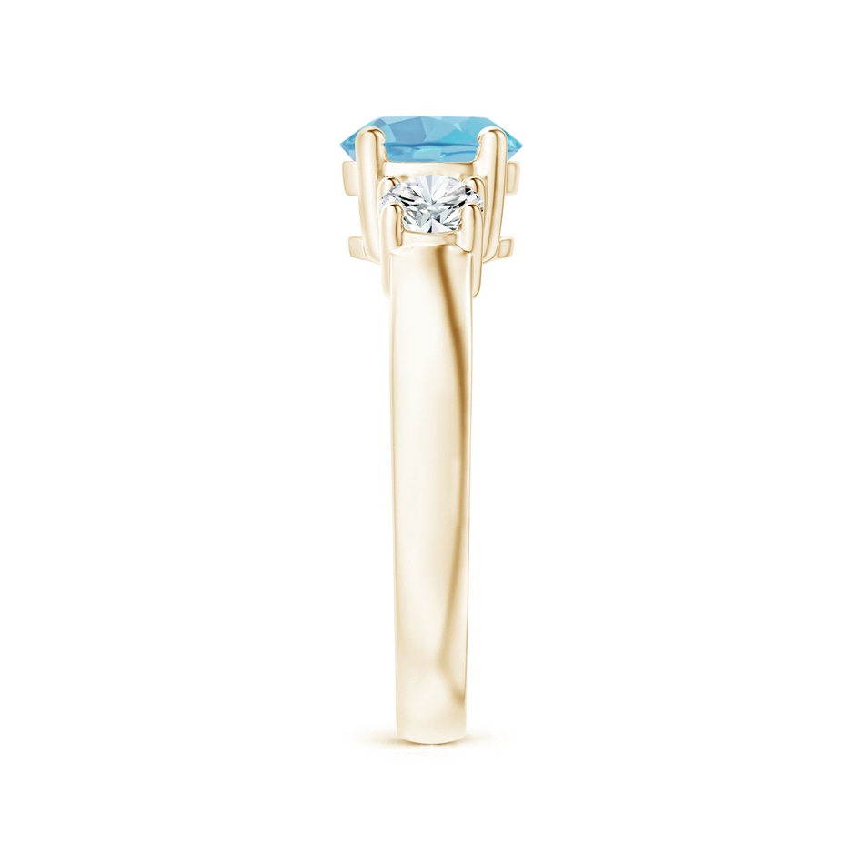 7mm A Classic Swiss Blue Topaz and Diamond Three Stone Ring in Yellow Gold side-2