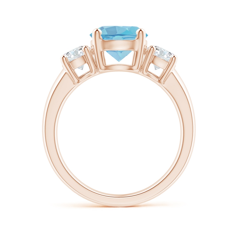 8mm A Classic Swiss Blue Topaz and Diamond Three Stone Ring in Rose Gold side-1