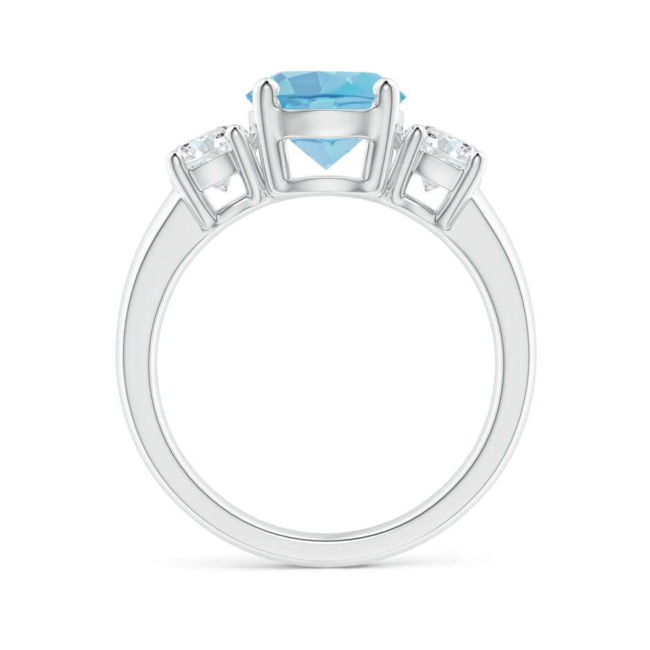8mm A Classic Swiss Blue Topaz and Diamond Three Stone Ring in White Gold side-1