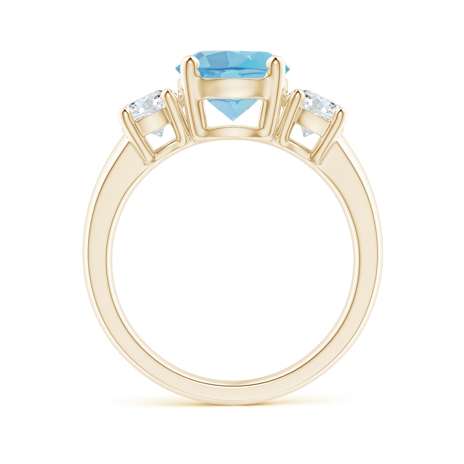 8mm A Classic Swiss Blue Topaz and Diamond Three Stone Ring in Yellow Gold side-1