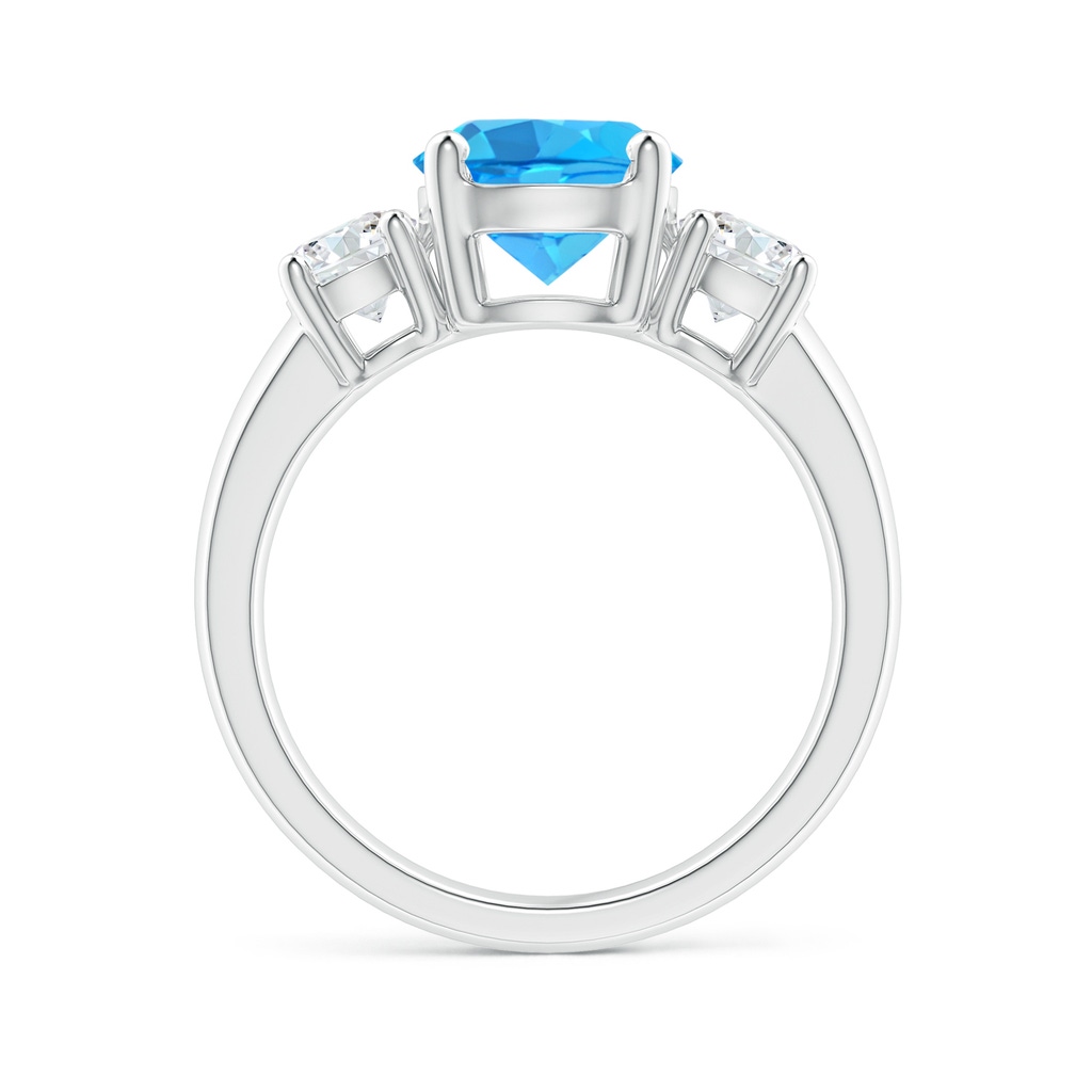 8mm AAA Classic Swiss Blue Topaz and Diamond Three Stone Ring in White Gold - side_1