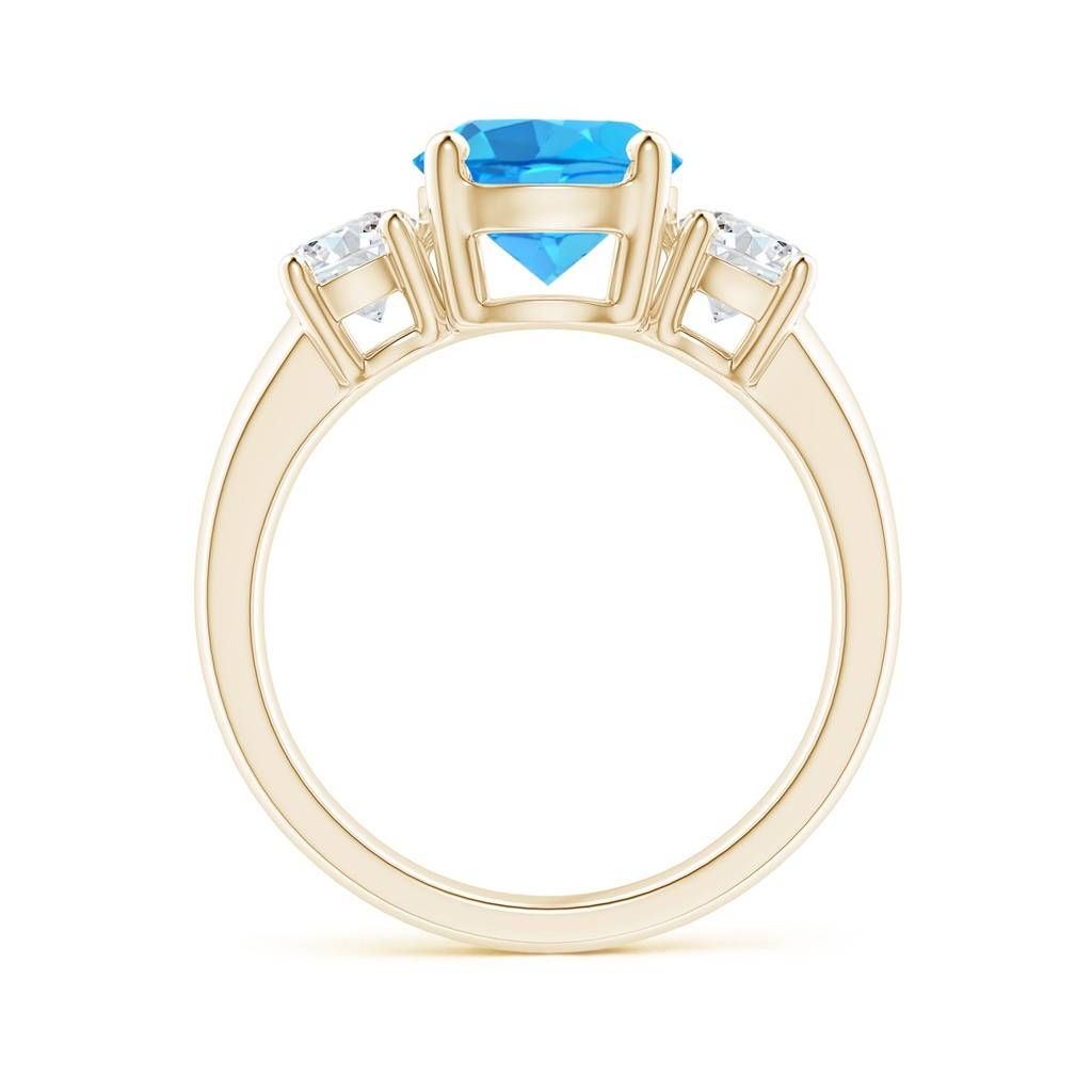 8mm AAA Classic Swiss Blue Topaz and Diamond Three Stone Ring in Yellow Gold - side_1
