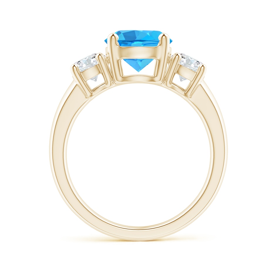 8mm AAA Classic Swiss Blue Topaz and Diamond Three Stone Ring in Yellow Gold side-1